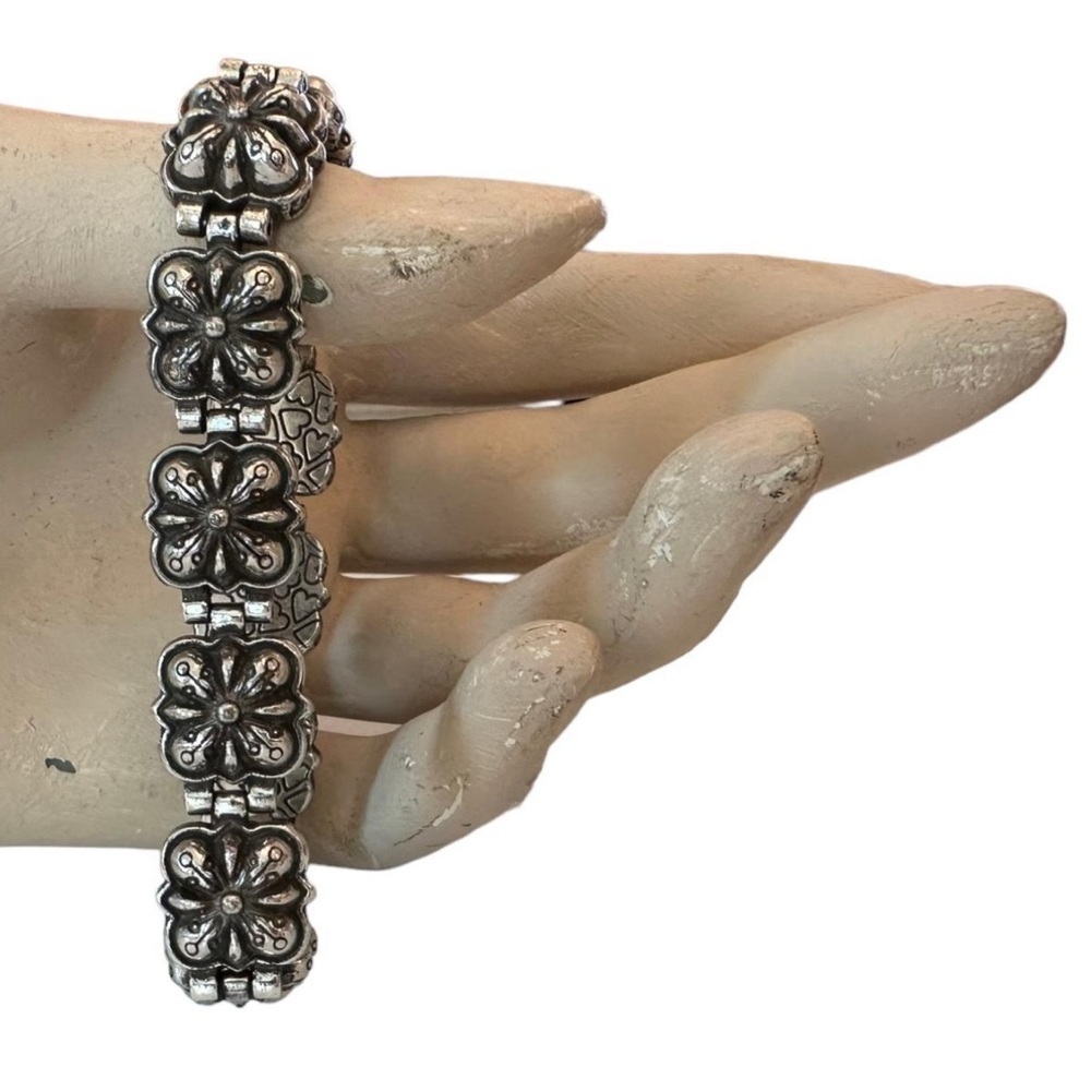Vintage Brighton Silver Floral Links Bracelet